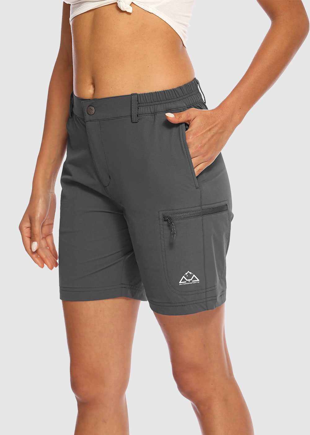 G Gradual Women's Long Hiking Cargo Shorts 13 Knee Length Lightweight  Quick Dry Bermuda Shorts for Women with 5 Pockets(Blue,L)