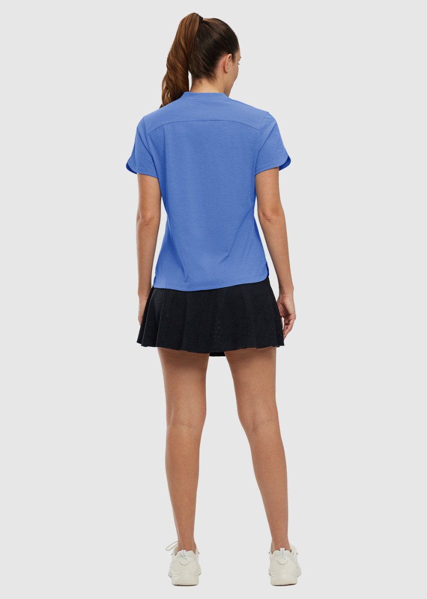 Women's Golf Polo Shirts Collarless UPF 50+ Tennis Running T-Shirt - Light  Blue / XS
