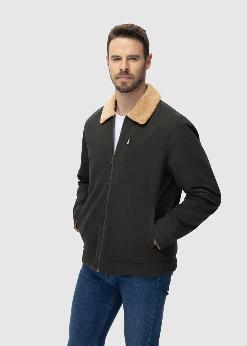 Men's Lapel Warm Full Zip Work Jacket - TBMPOY