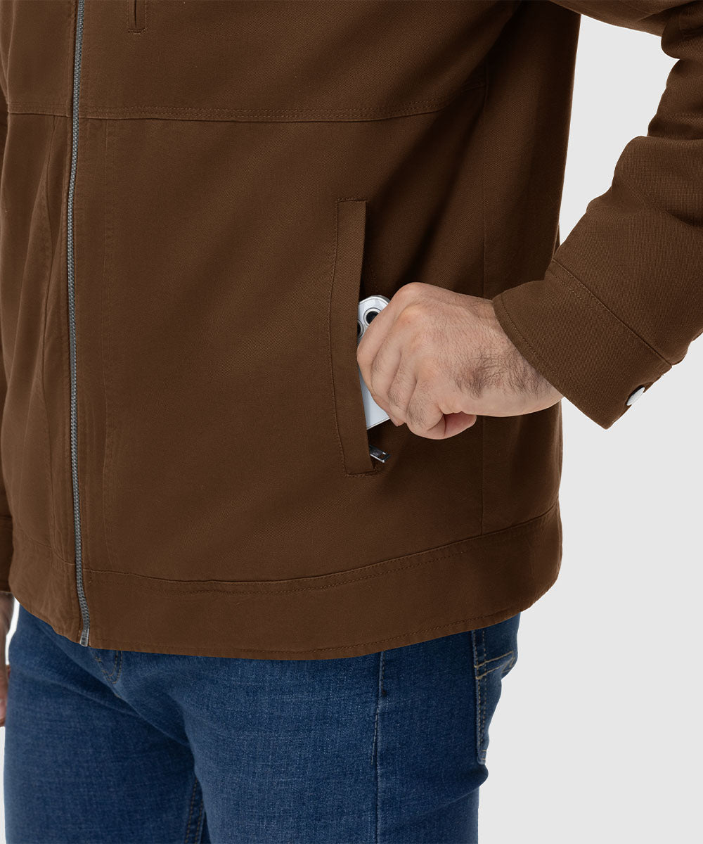 Men's Lapel Warm Full Zip Work Jacket - TBMPOY