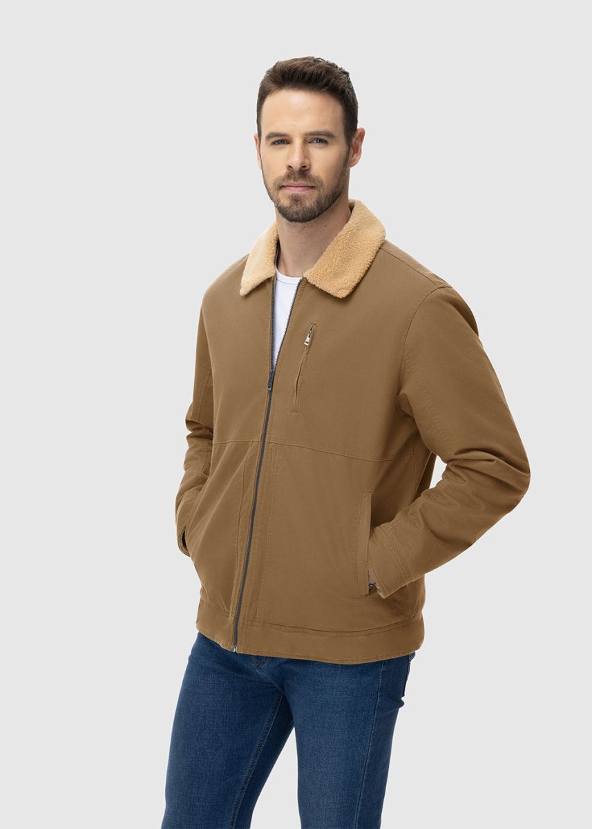 Men's Lapel Warm Full Zip Work Jacket - TBMPOY