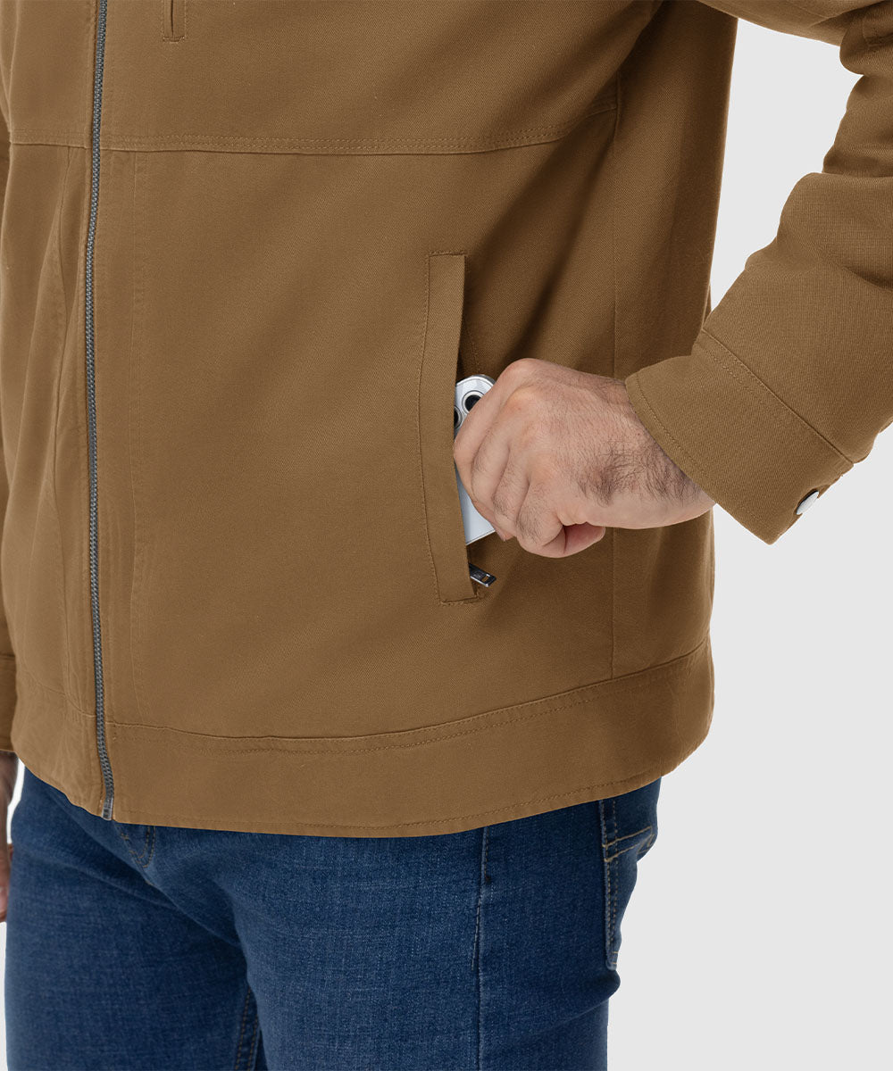 Men's Lapel Warm Full Zip Work Jacket - TBMPOY