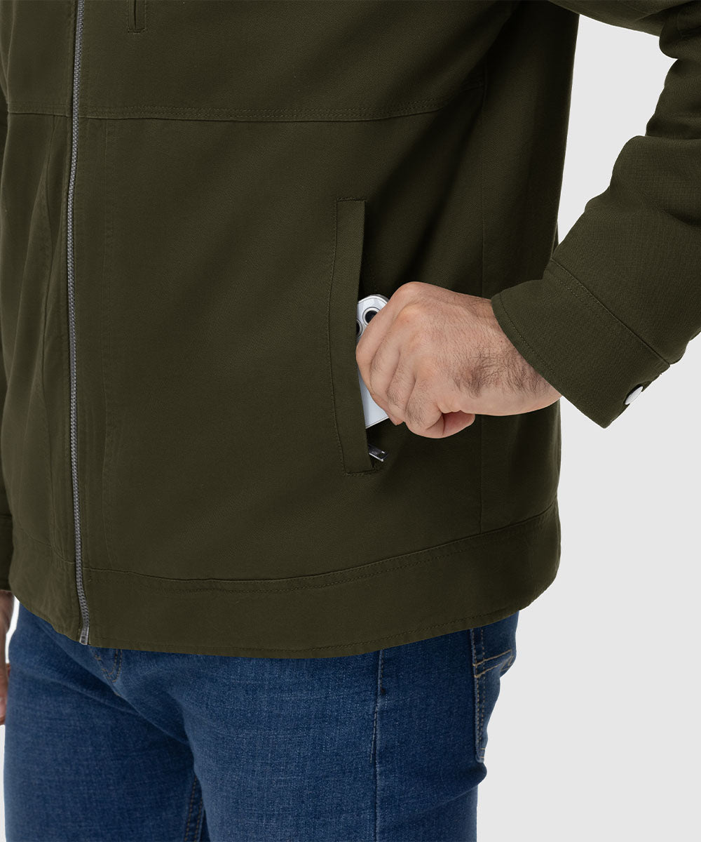 Men's Lapel Warm Full Zip Work Jacket - TBMPOY