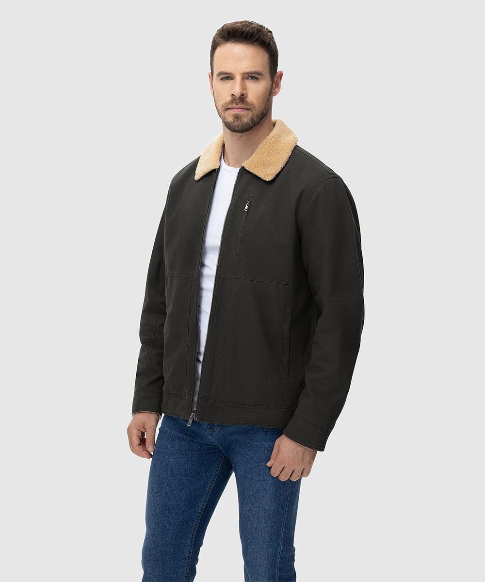 Men's Lapel Warm Full Zip Work Jacket - TBMPOY