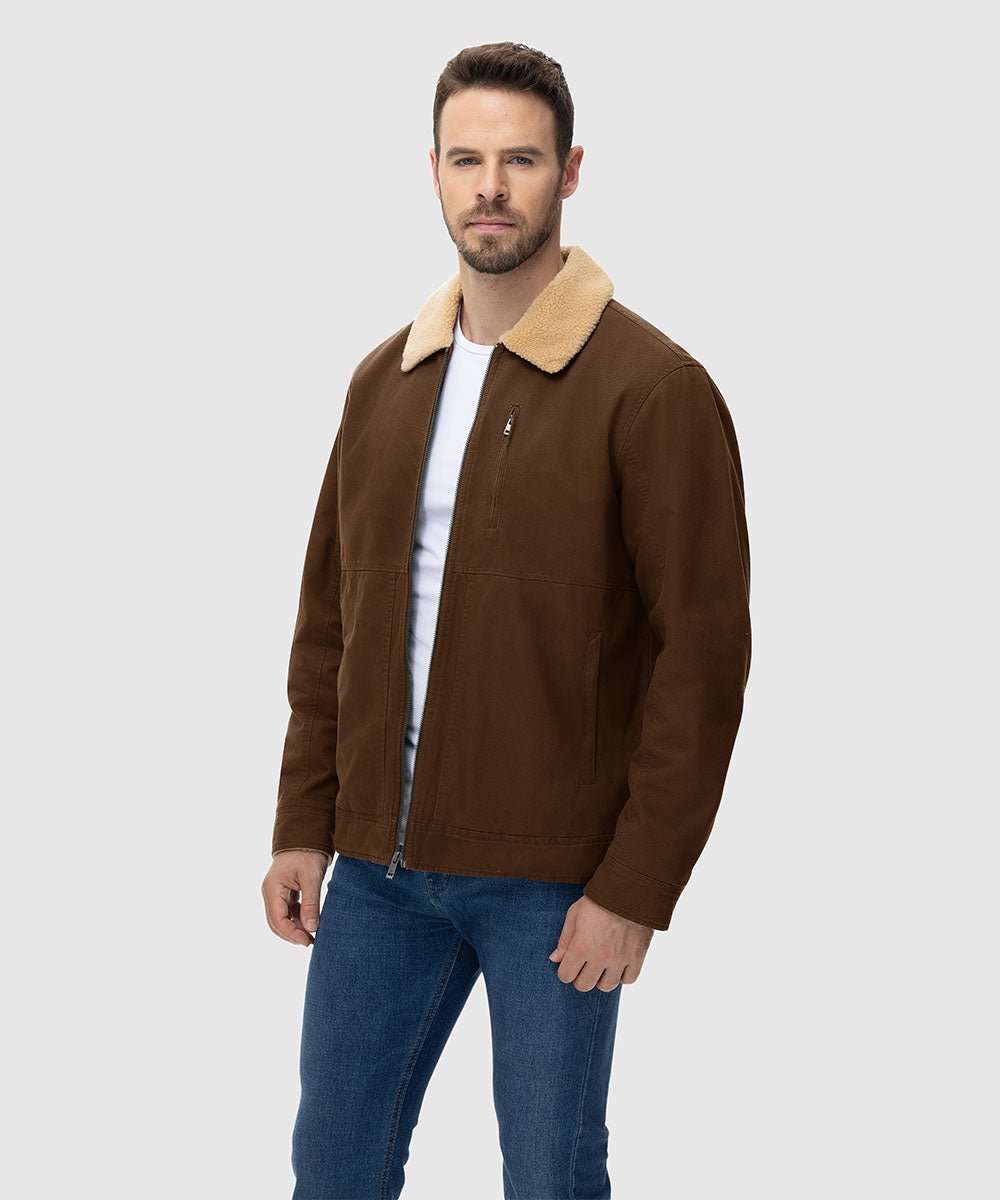 Men's Lapel Warm Full Zip Work Jacket - TBMPOY