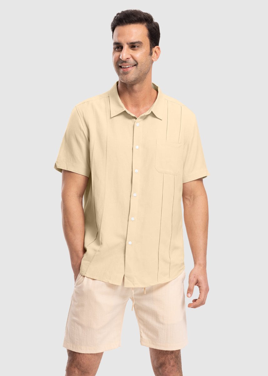 Men's Cuban Guayabera Shirt Casual Summer Beach Shirts - TBMPOY