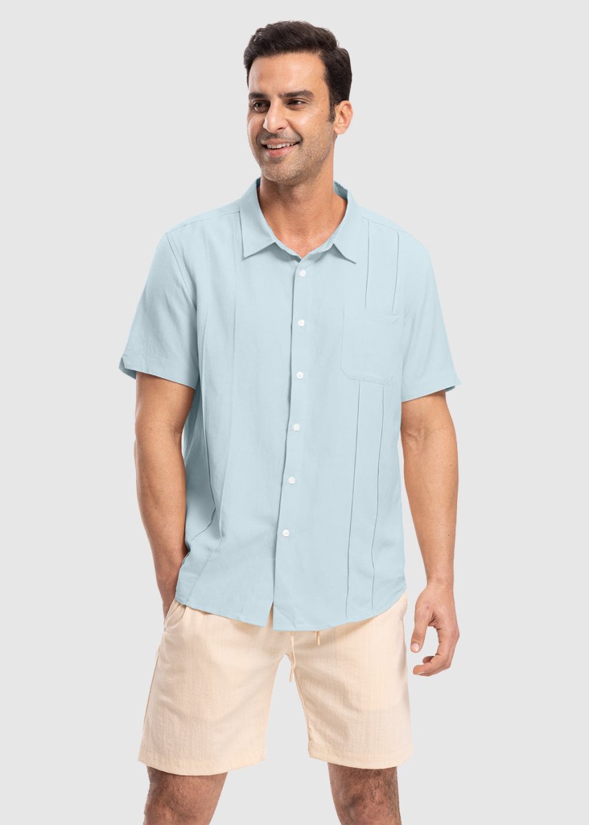 Men's Cuban Guayabera Shirt Casual Summer Beach Shirts - TBMPOY