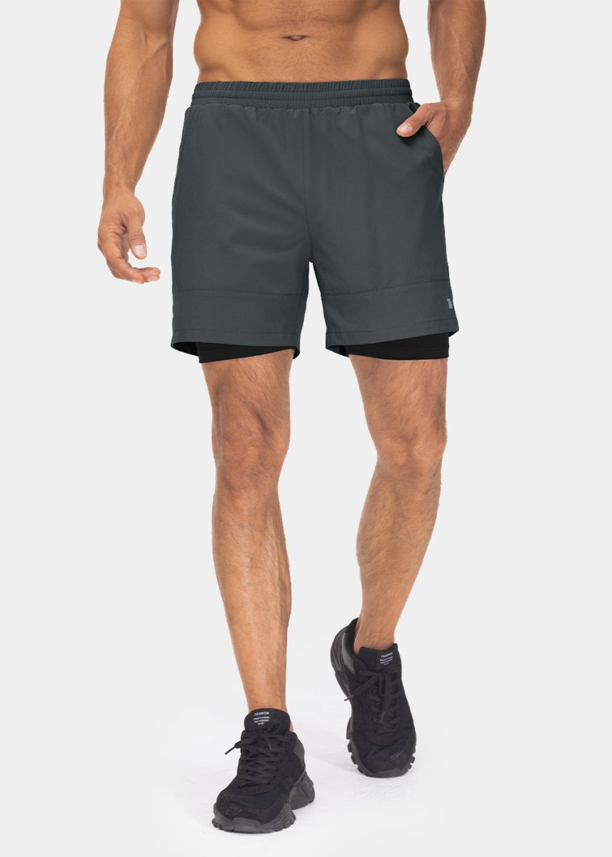 Men's 2 in 1 Athletic Running Gym Compression Shorts - TBMPOY