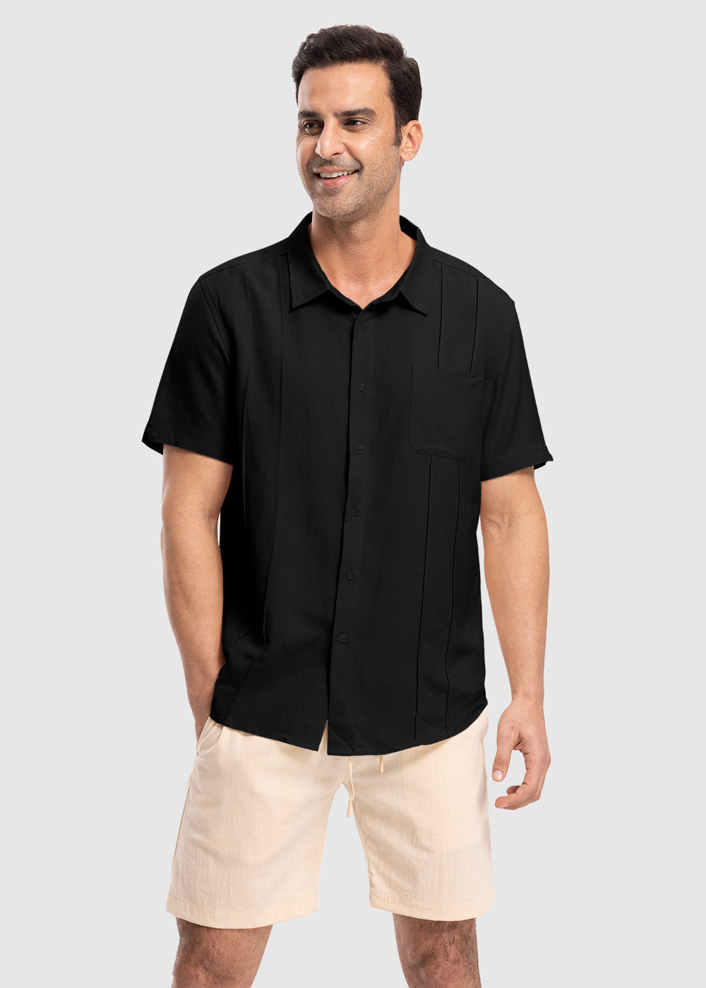 Men's Cuban Guayabera Shirt Casual Summer Beach Shirts - TBMPOY