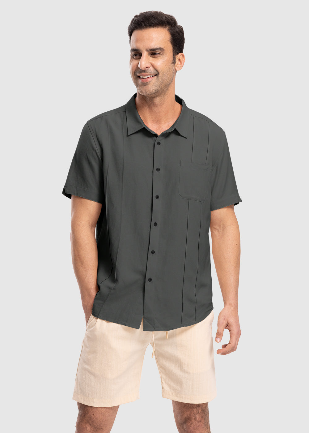 Men's Cuban Guayabera Shirt Casual Summer Beach Shirts - TBMPOY