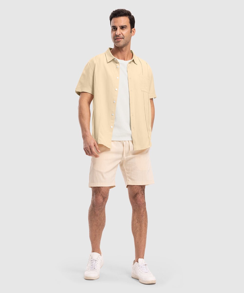 Men's Cuban Guayabera Shirt Casual Summer Beach Shirts - TBMPOY