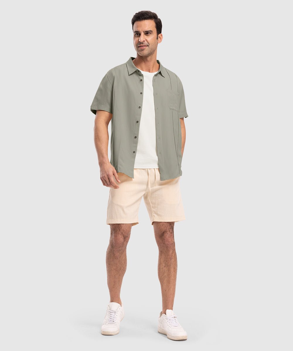 Men's Cuban Guayabera Shirt Casual Summer Beach Shirts - TBMPOY