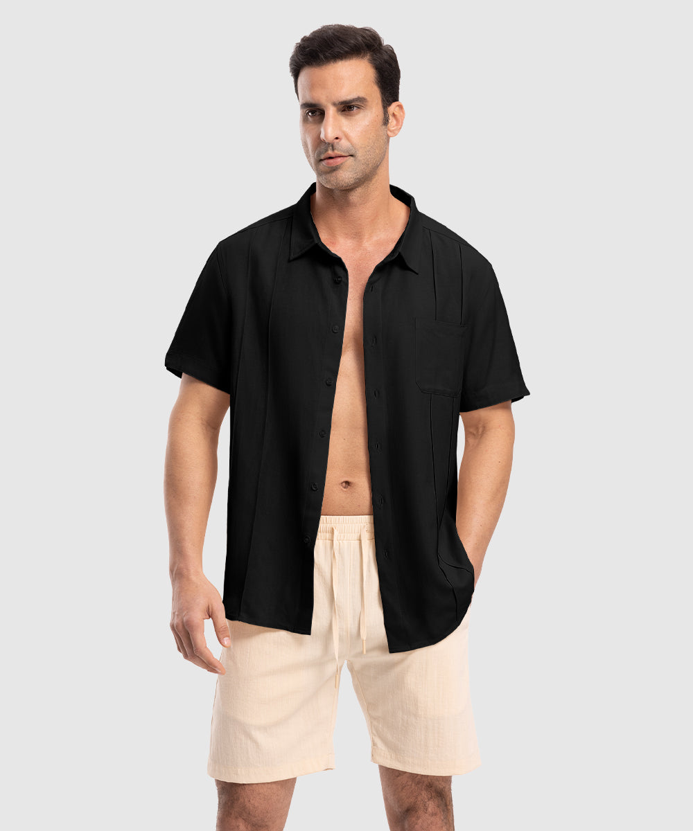 Men's Cuban Guayabera Shirt Casual Summer Beach Shirts - TBMPOY