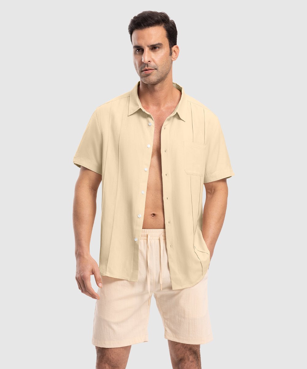 Men's Cuban Guayabera Shirt Casual Summer Beach Shirts - TBMPOY