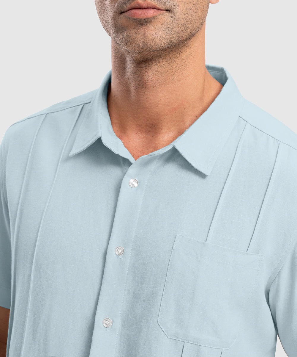 Men's Cuban Guayabera Shirt Casual Summer Beach Shirts - TBMPOY