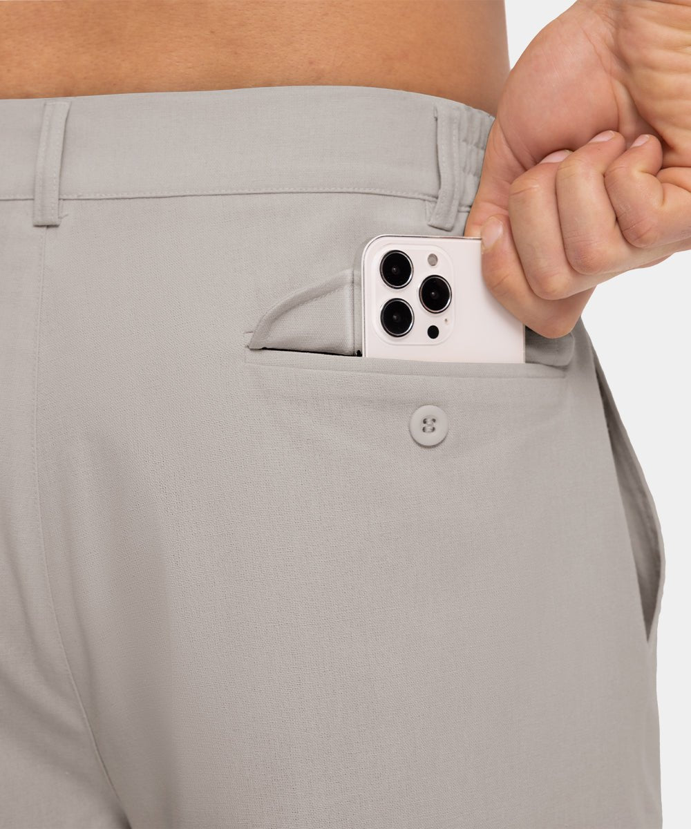 Men's Cotton Linen Business Casual Nine-Point Trousers - TBMPOY