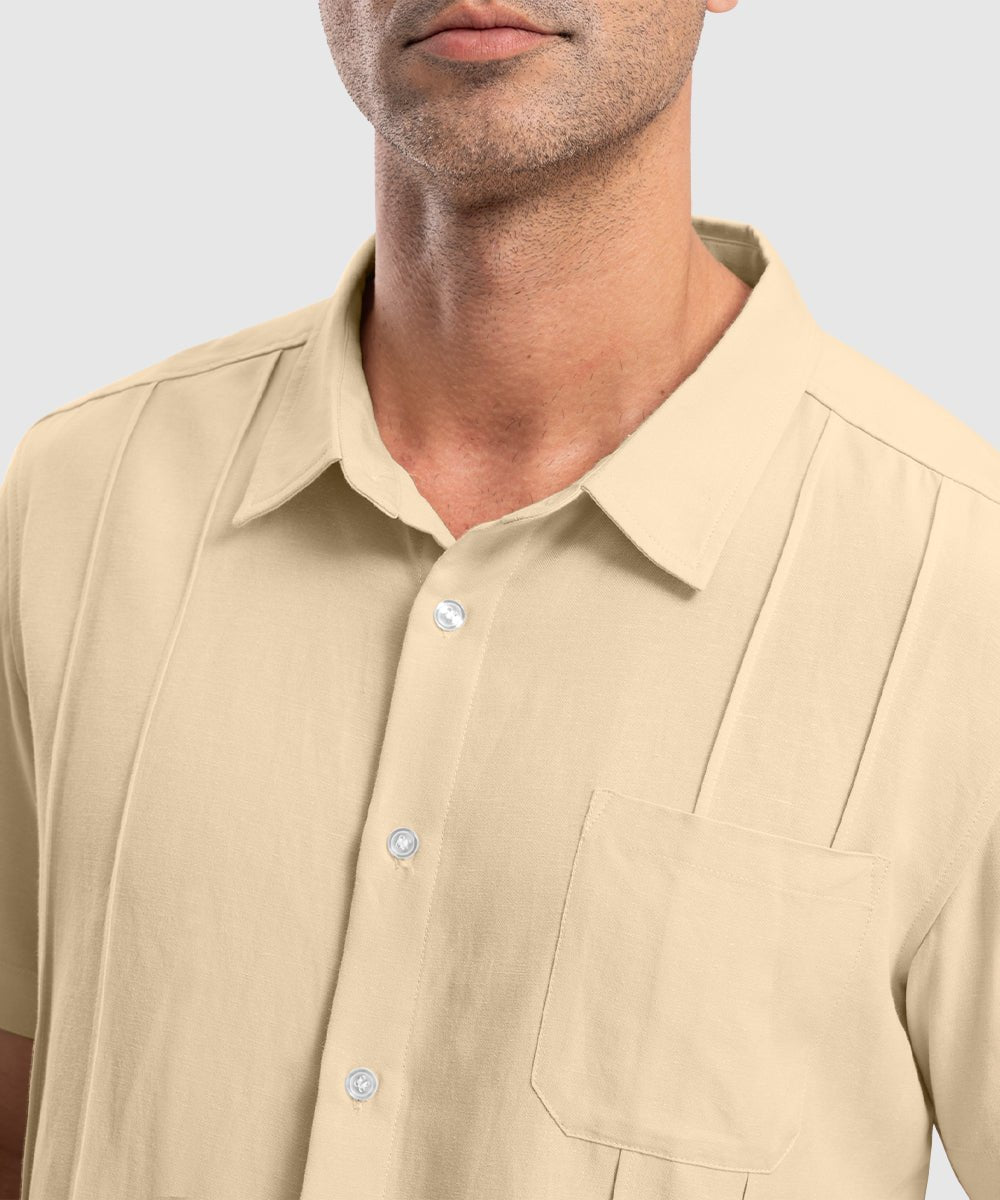 Men's Cuban Guayabera Shirt Casual Summer Beach Shirts - TBMPOY