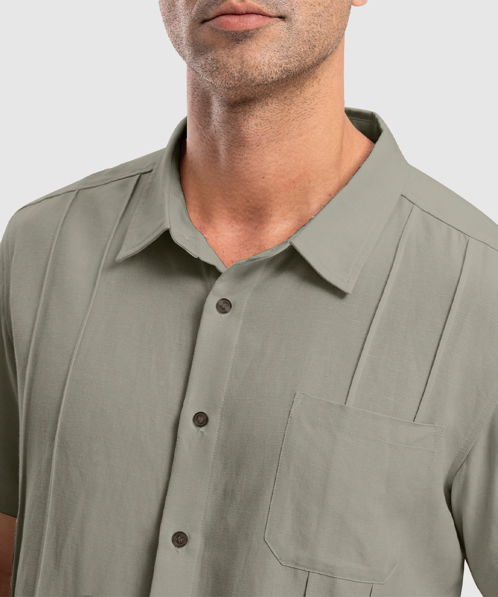 Men's Cuban Guayabera Shirt Casual Summer Beach Shirts - TBMPOY