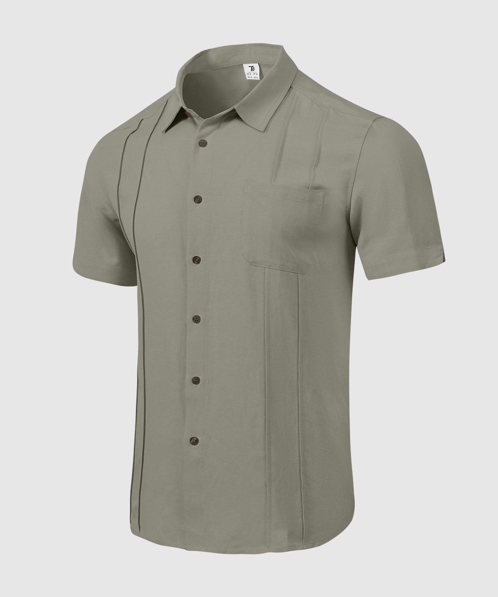 Men's Cuban Guayabera Shirt Casual Summer Beach Shirts - TBMPOY