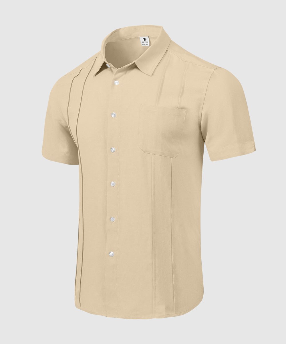 Men's Cuban Guayabera Shirt Casual Summer Beach Shirts - TBMPOY