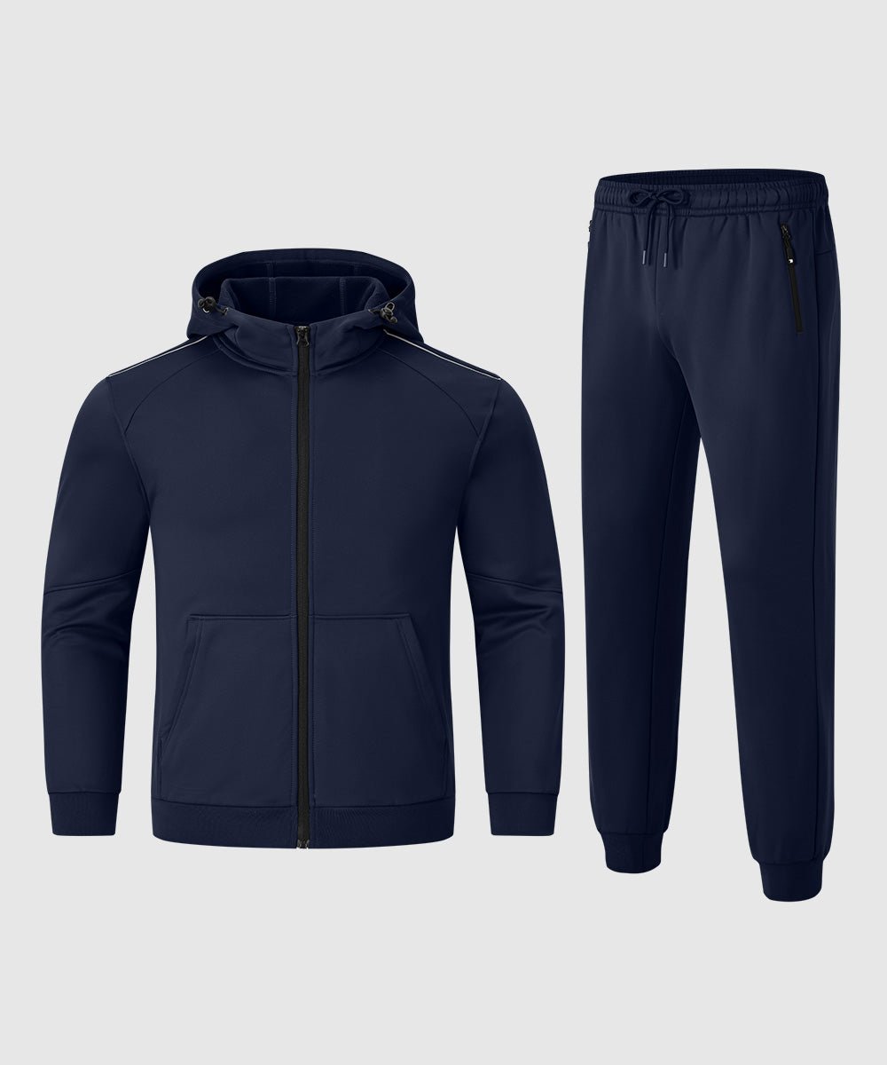 Men's Jogging Workout Gym Warm Up Suits With Hood - TBMPOY