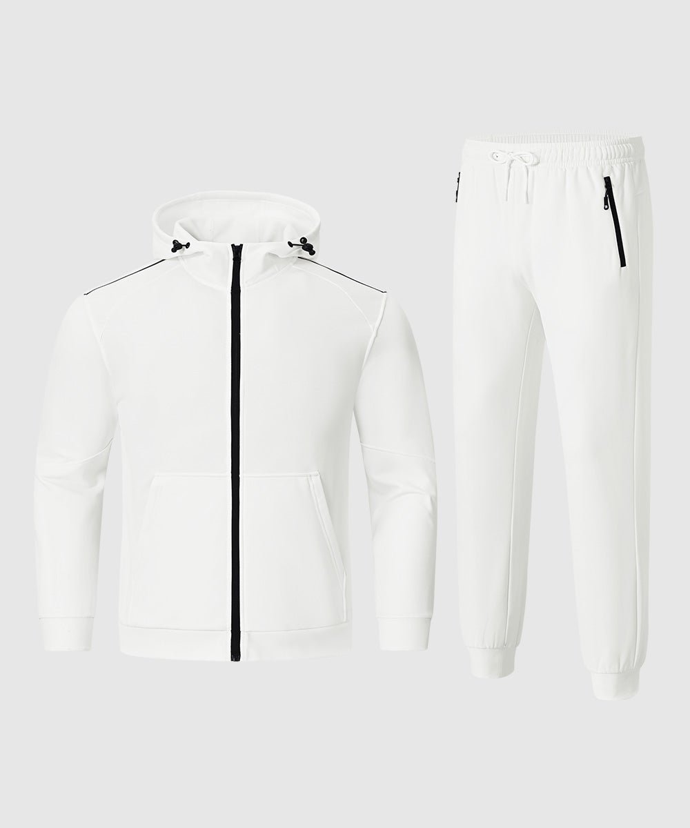 Men's Jogging Workout Gym Warm Up Suits With Hood - TBMPOY