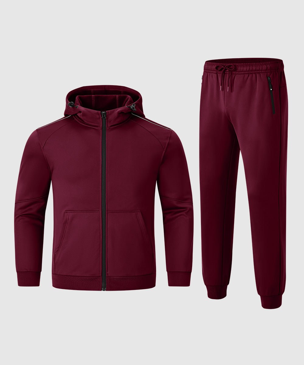 Men's Jogging Workout Gym Warm Up Suits With Hood - TBMPOY