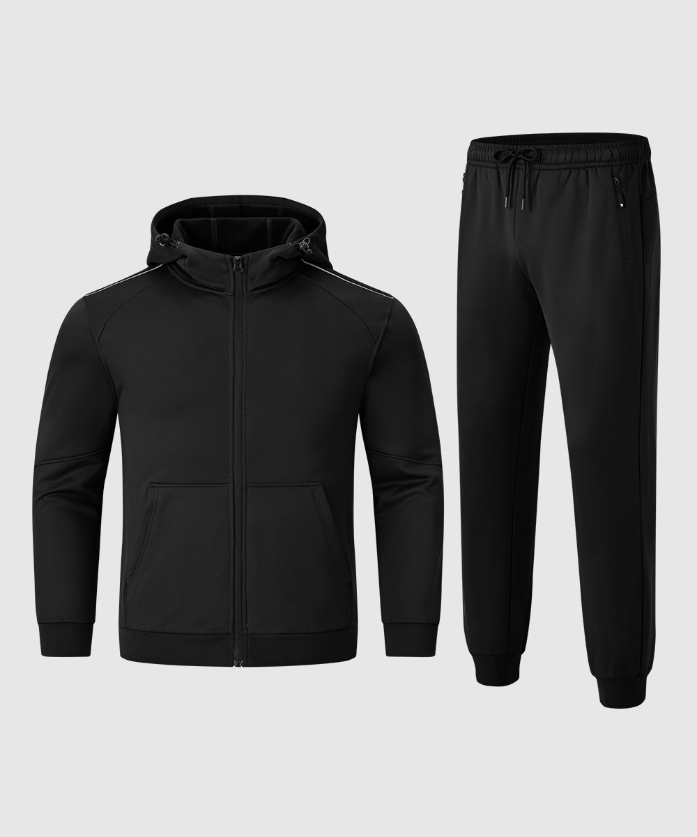 Men's Jogging Workout Gym Warm Up Suits With Hood - TBMPOY