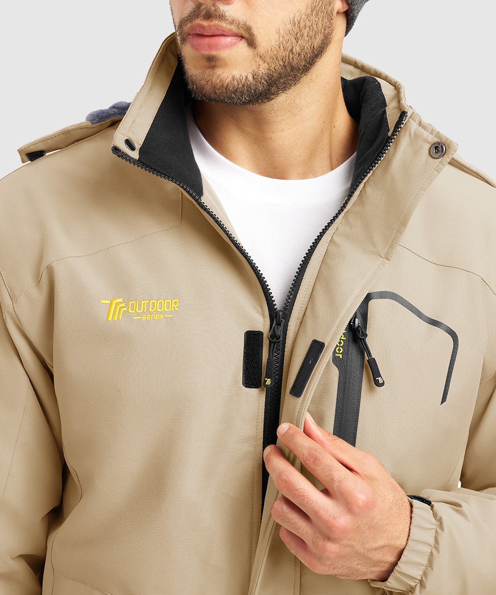 Men's Water Resistant Skiing Windbreaker Hooded Jacket - TBMPOY