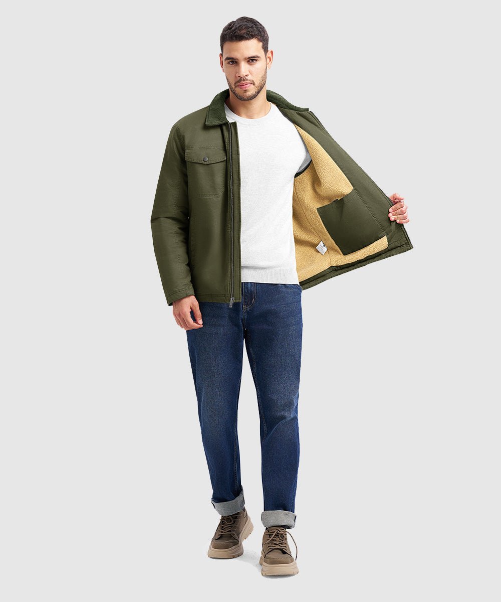 Men's Warm Corduroy Lapel Work Jacket - TBMPOY