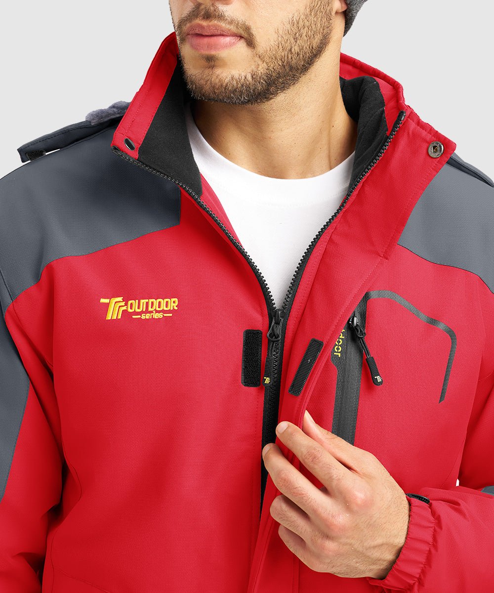 Men's Water Resistant Skiing Windbreaker Hooded Jacket - TBMPOY