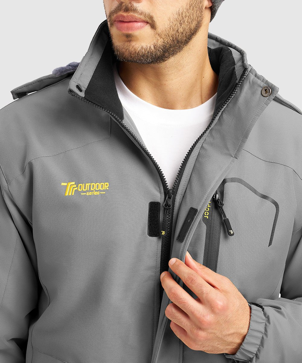 Men's Water Resistant Skiing Windbreaker Hooded Jacket - TBMPOY