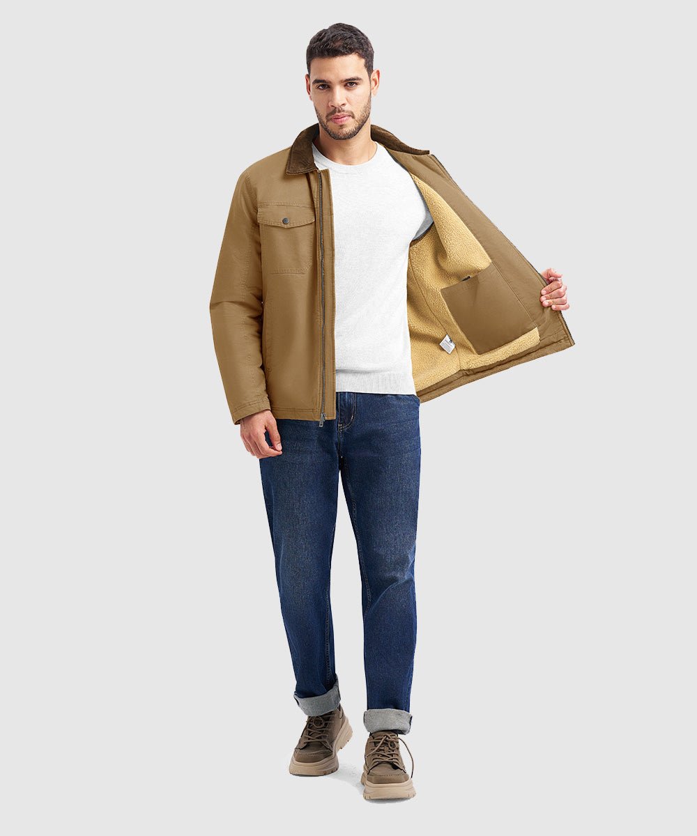 Men's Warm Corduroy Lapel Work Jacket - TBMPOY