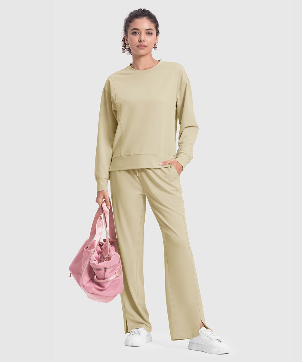 Women's Pullover and Wide Leg Pants Lounge Sets - TBMPOY