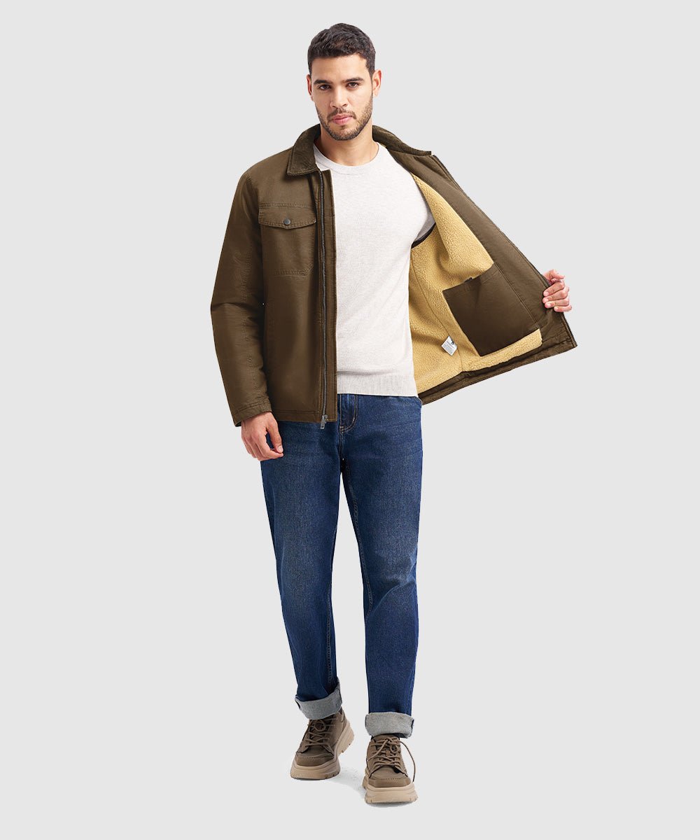 Men's Warm Corduroy Lapel Work Jacket - TBMPOY