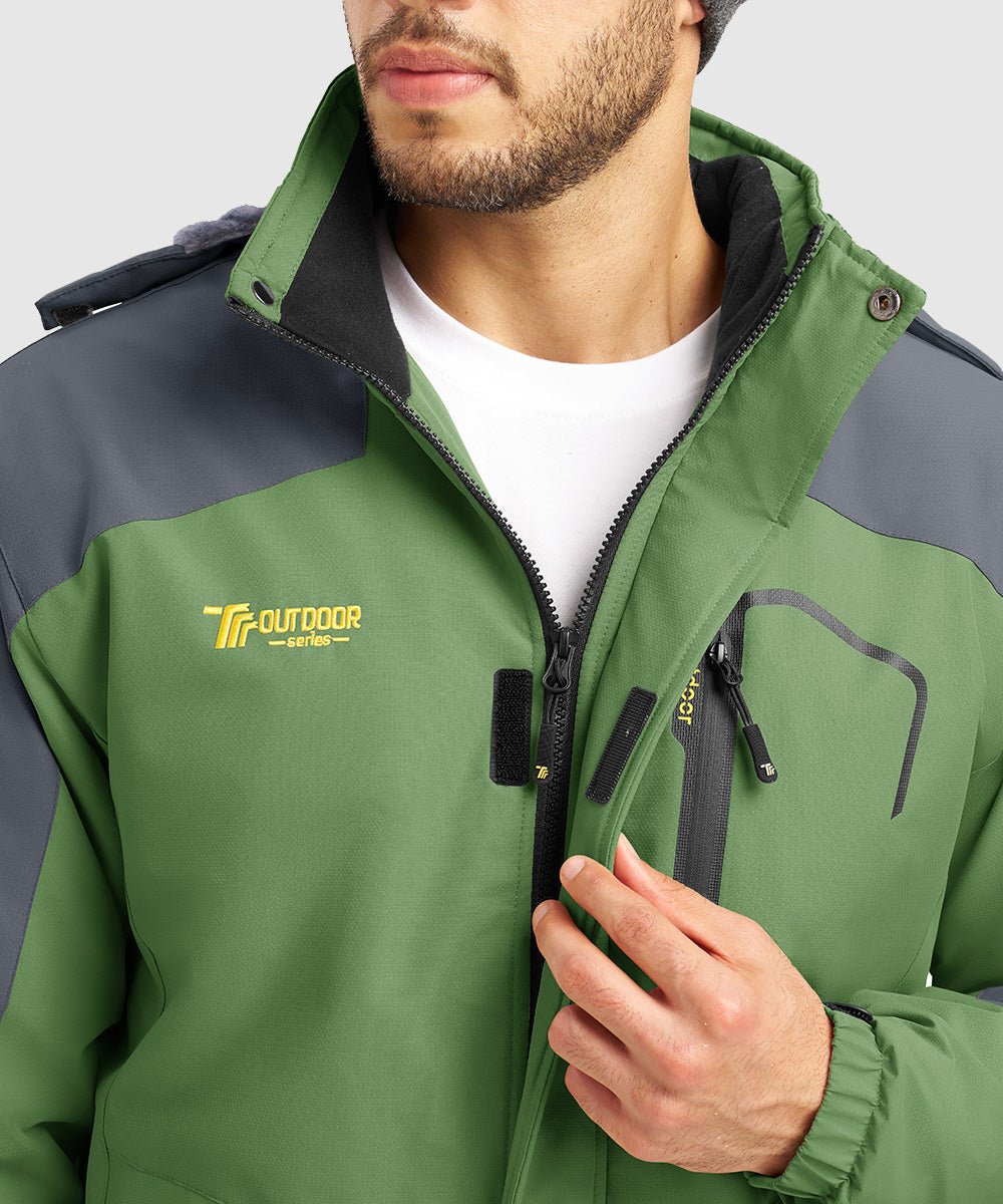 Men's Water Resistant Skiing Windbreaker Hooded Jacket - TBMPOY