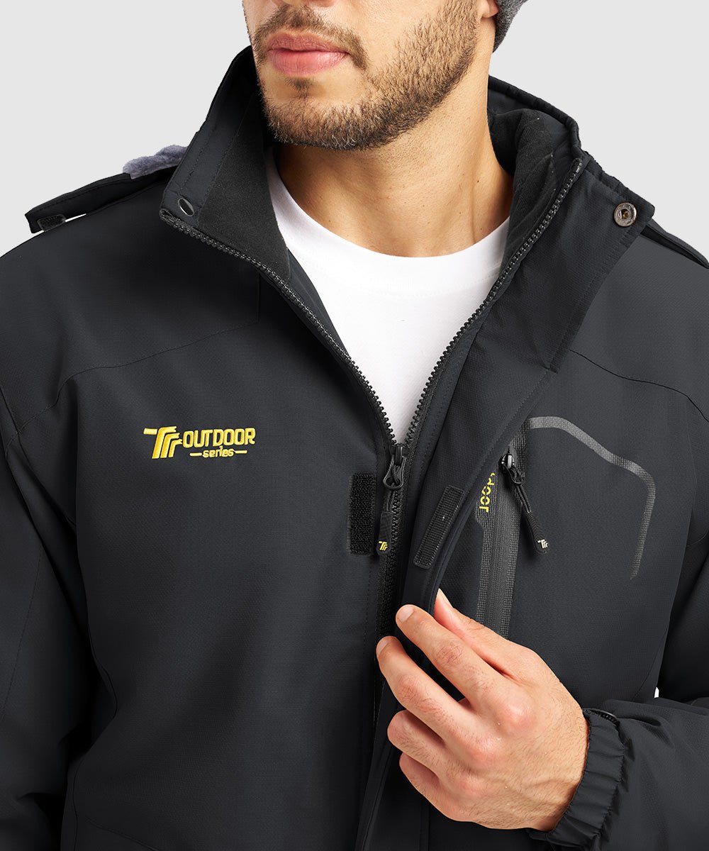 Men's Water Resistant Skiing Windbreaker Hooded Jacket - TBMPOY