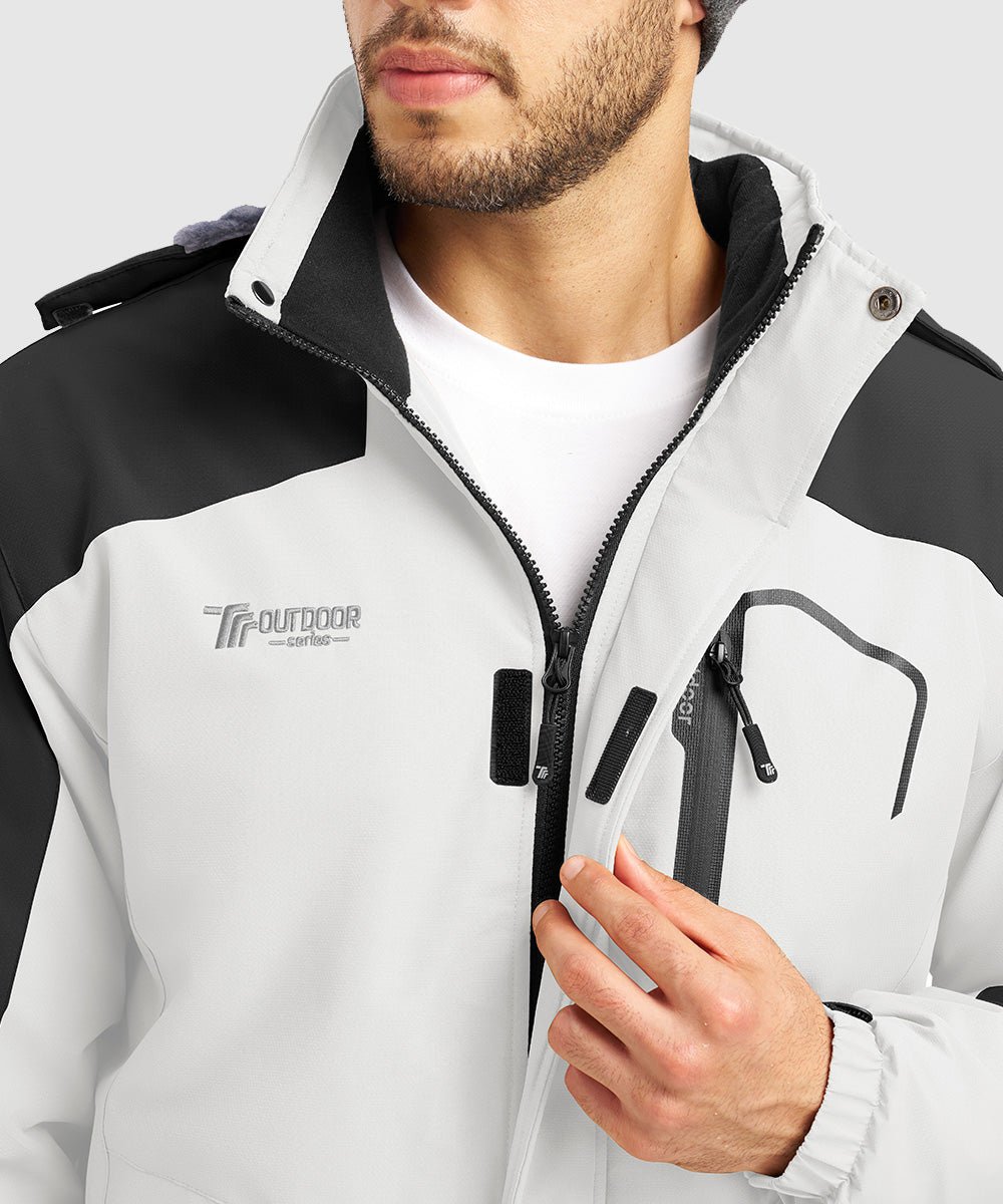 Men's Water Resistant Skiing Windbreaker Hooded Jacket - TBMPOY