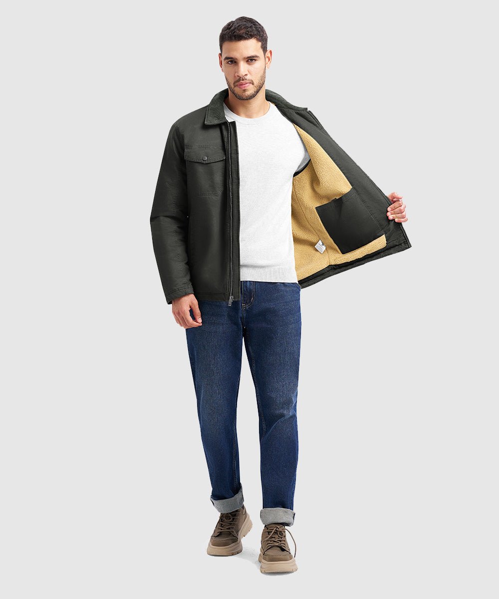 Men's Warm Corduroy Lapel Work Jacket - TBMPOY