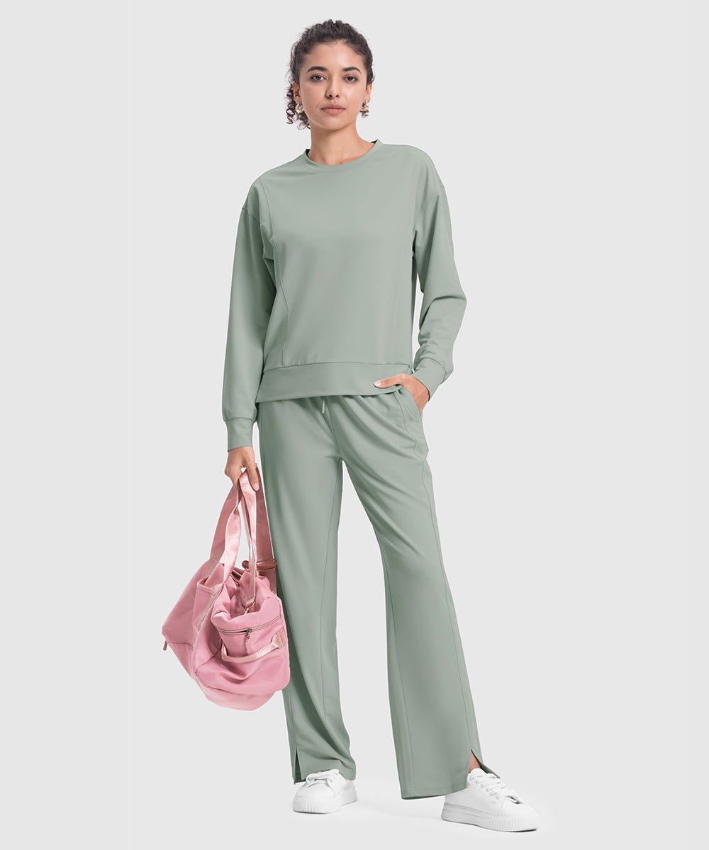 Women's Pullover and Wide Leg Pants Lounge Sets - TBMPOY