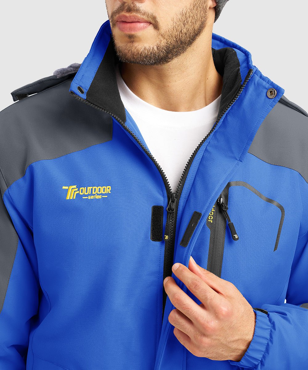 Men's Water Resistant Skiing Windbreaker Hooded Jacket - TBMPOY