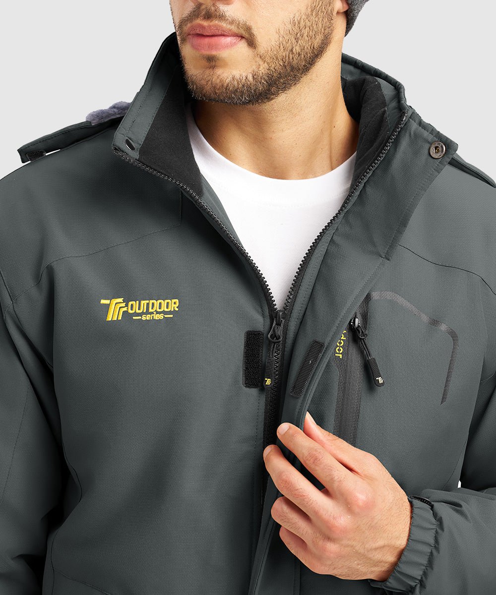 Men's Water Resistant Skiing Windbreaker Hooded Jacket - TBMPOY