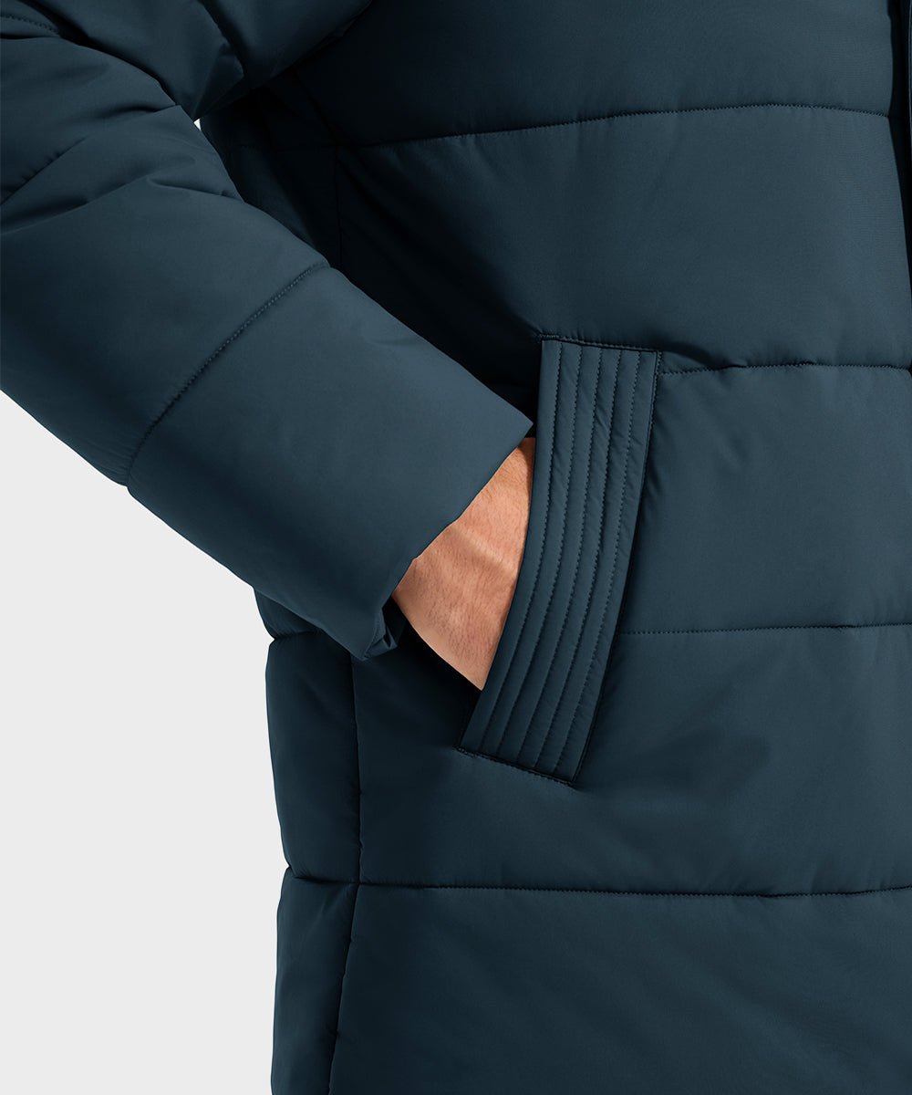 Men's Mid - length Hooded Puffer Jacket - TBMPOY