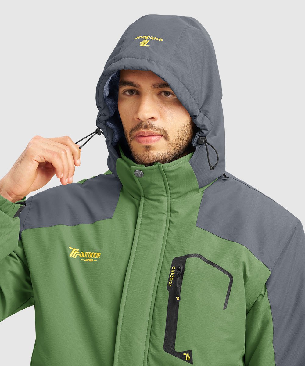 Men's Water Resistant Skiing Windbreaker Hooded Jacket - TBMPOY