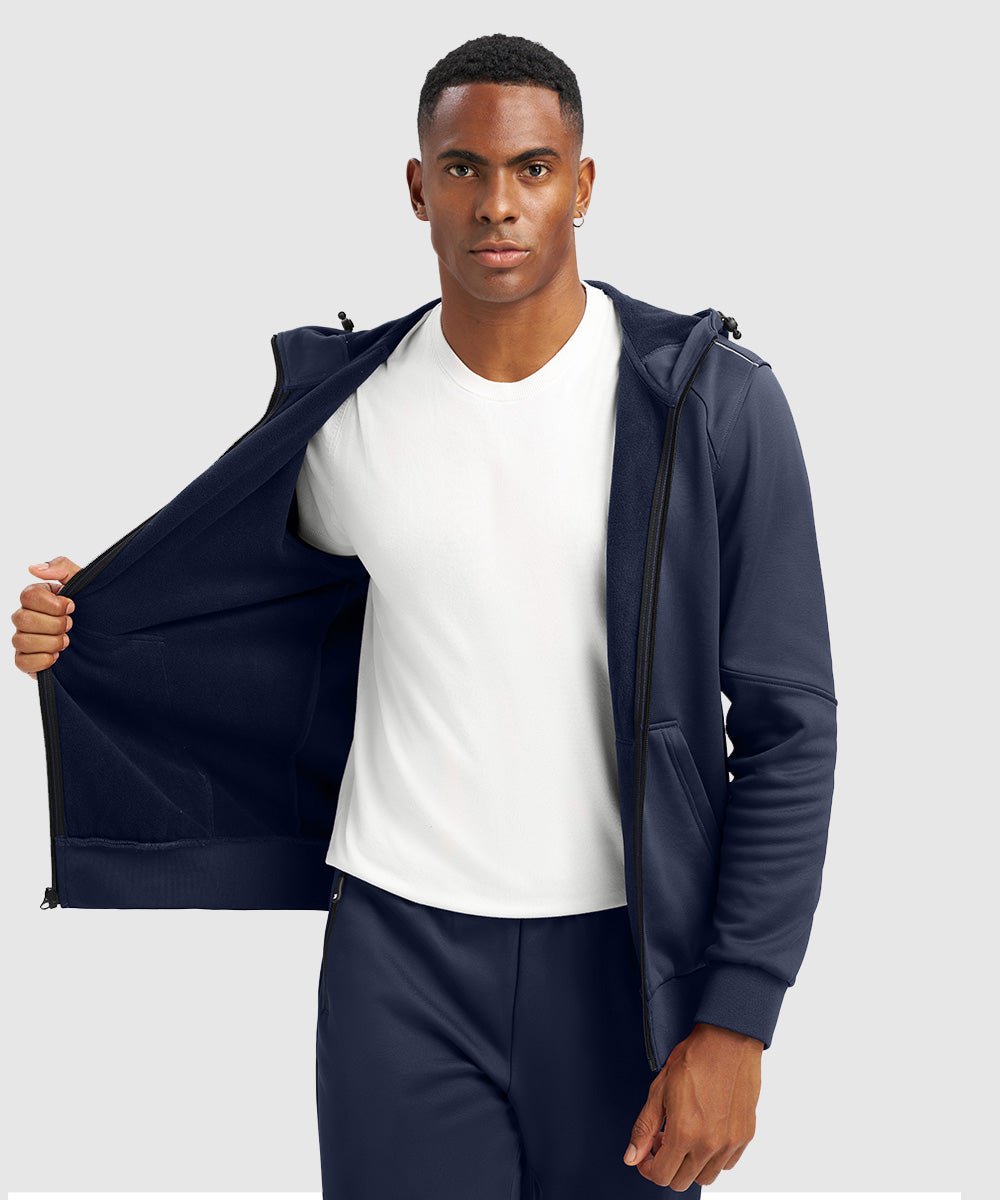 Men's Jogging Workout Gym Warm Up Suits With Hood - TBMPOY