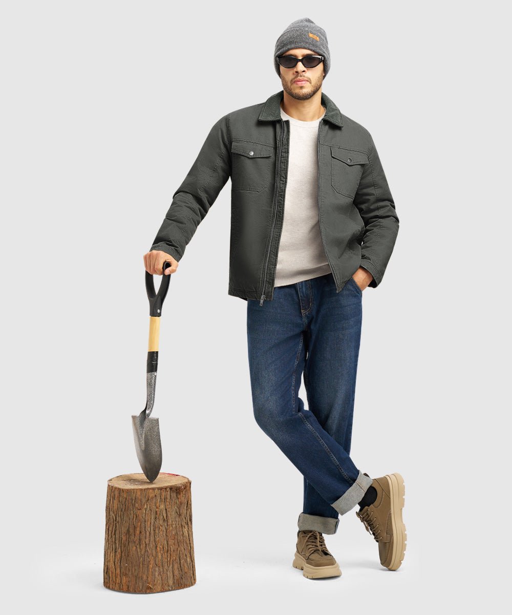 Men's Warm Corduroy Lapel Work Jacket - TBMPOY