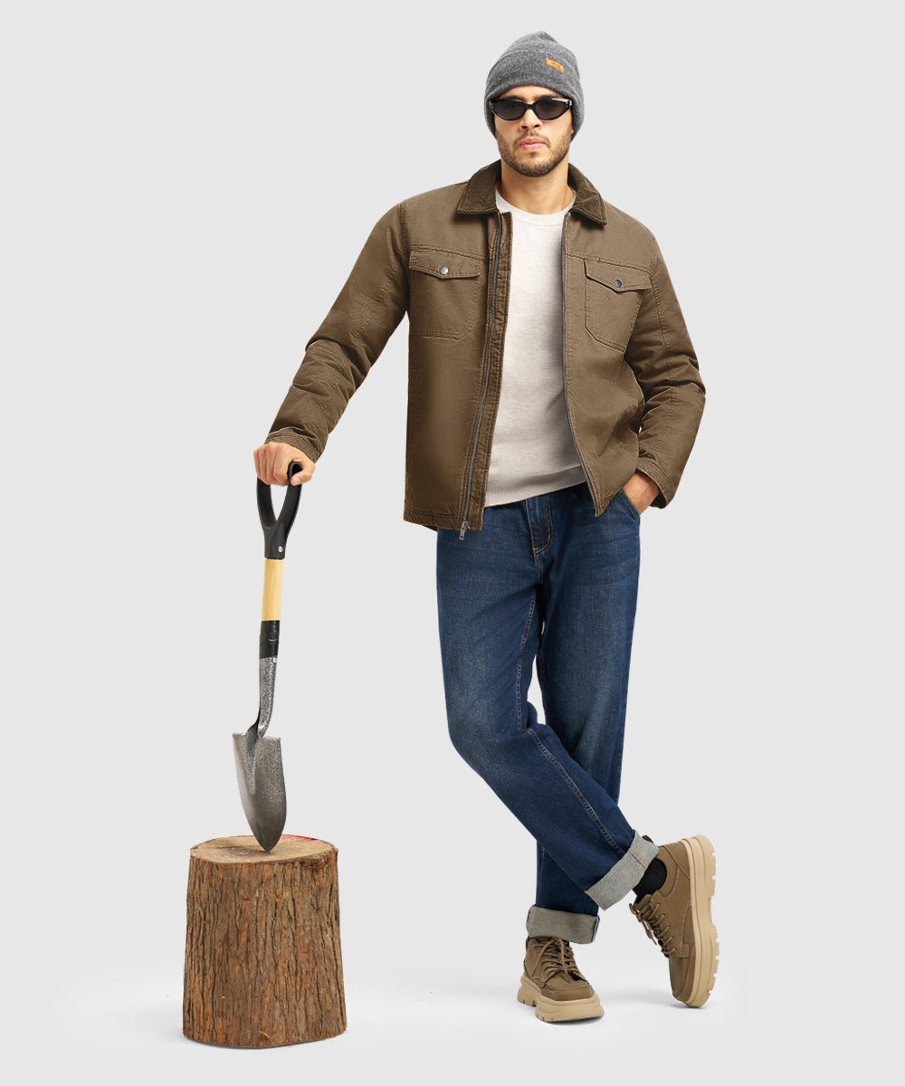 Men's Warm Corduroy Lapel Work Jacket - TBMPOY