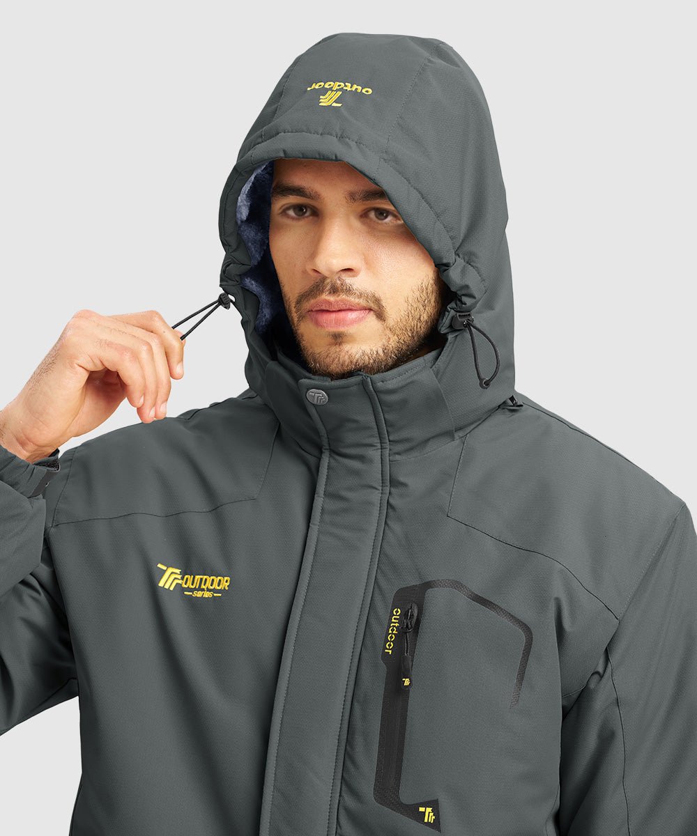Men's Water Resistant Skiing Windbreaker Hooded Jacket - TBMPOY