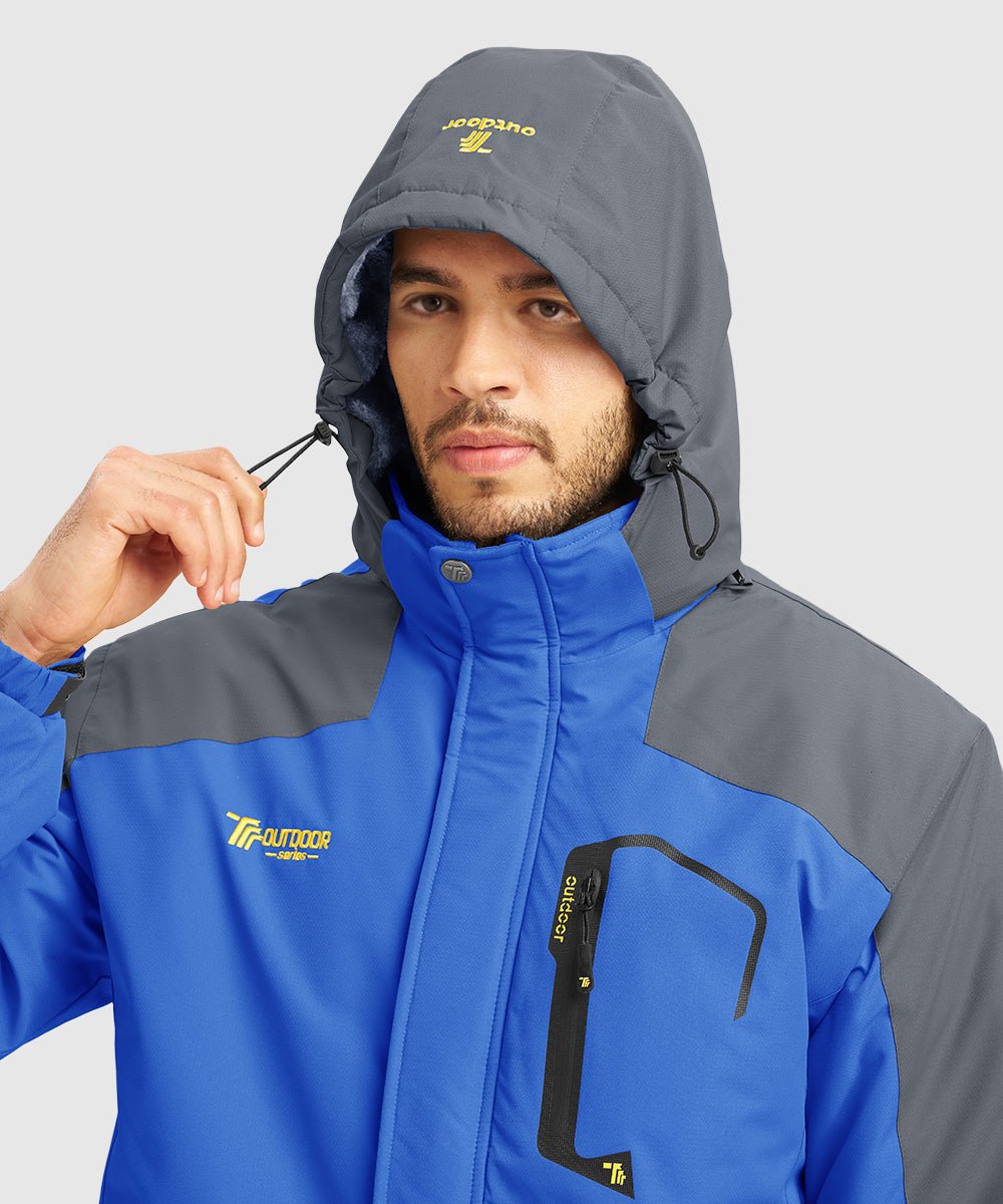 Men's Water Resistant Skiing Windbreaker Hooded Jacket - TBMPOY