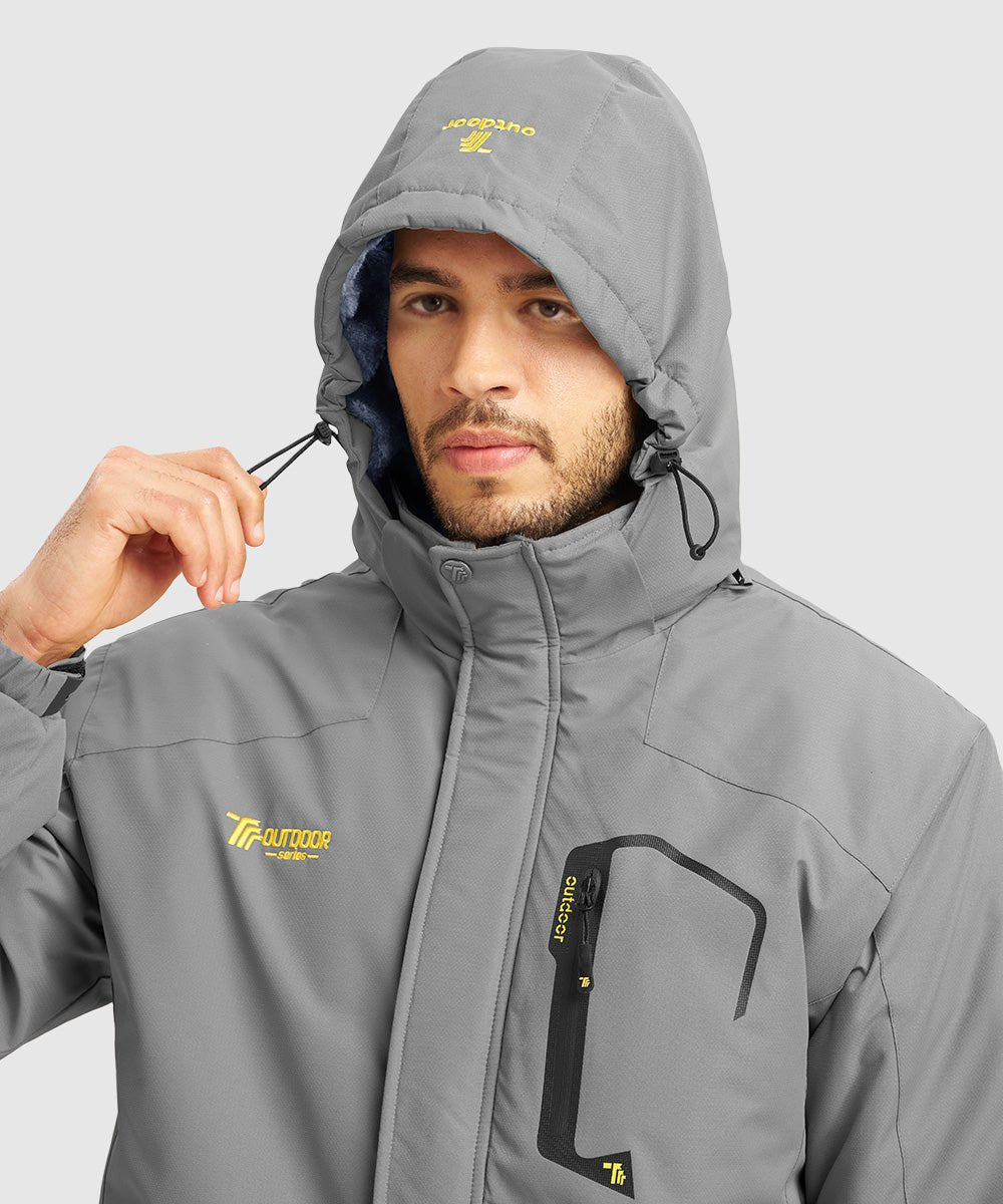 Men's Water Resistant Skiing Windbreaker Hooded Jacket - TBMPOY
